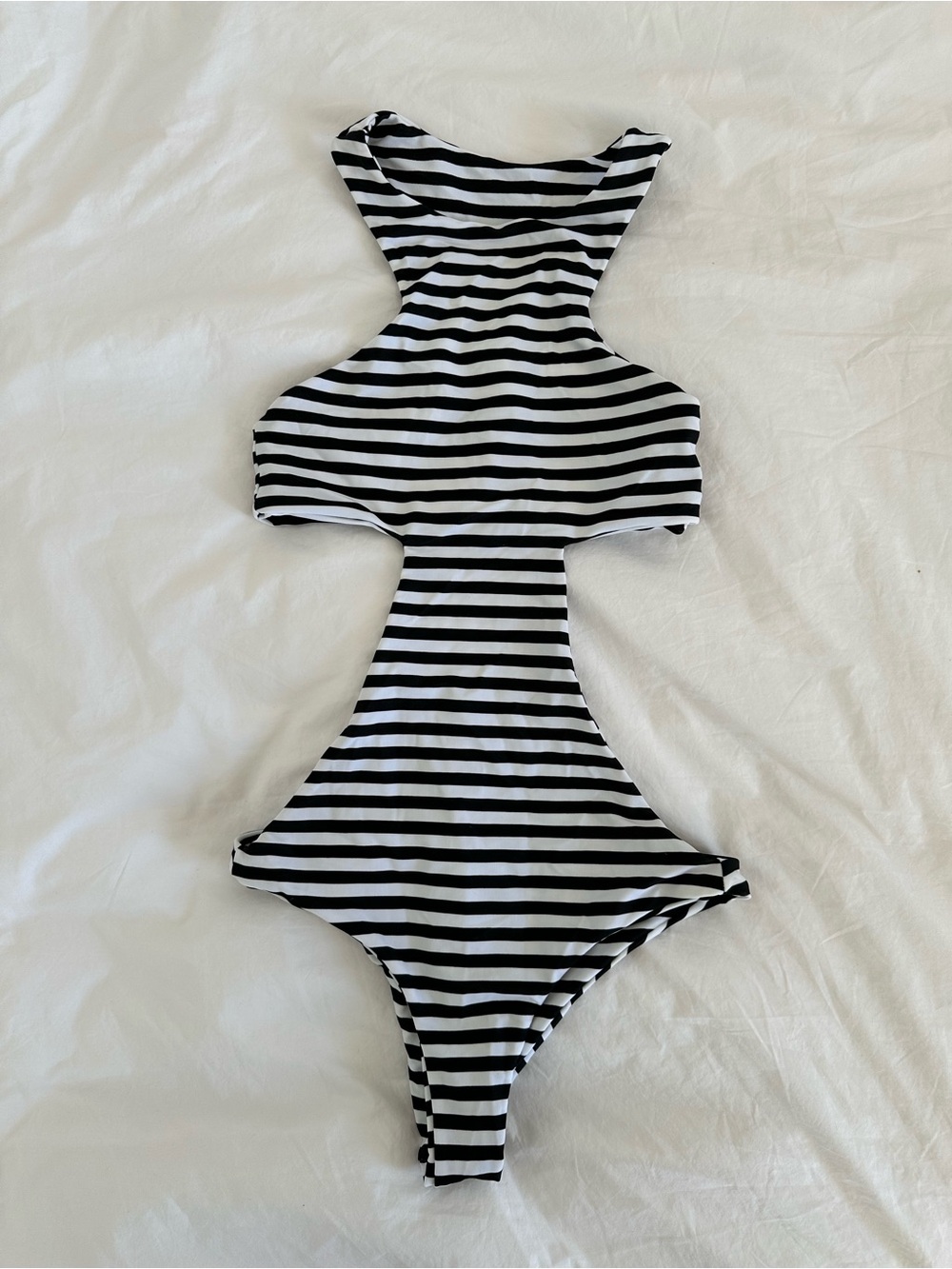 Mikoh Black and White Striped One-Piece swim